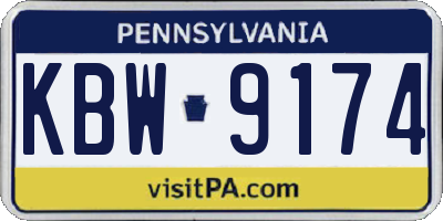 PA license plate KBW9174