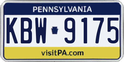 PA license plate KBW9175