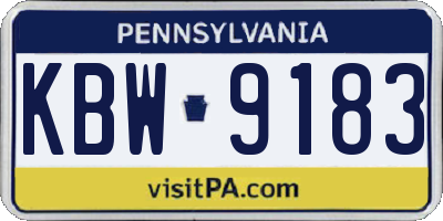 PA license plate KBW9183