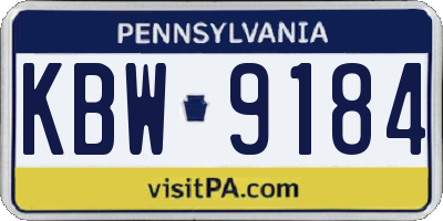 PA license plate KBW9184