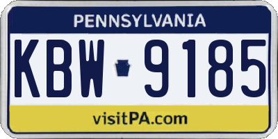 PA license plate KBW9185