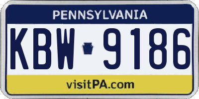 PA license plate KBW9186