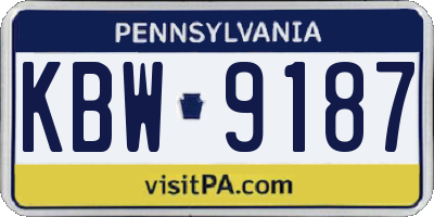 PA license plate KBW9187