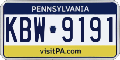 PA license plate KBW9191