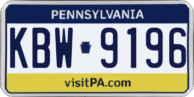 PA license plate KBW9196