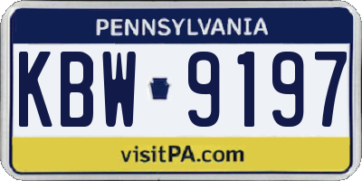 PA license plate KBW9197