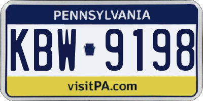 PA license plate KBW9198