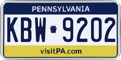 PA license plate KBW9202