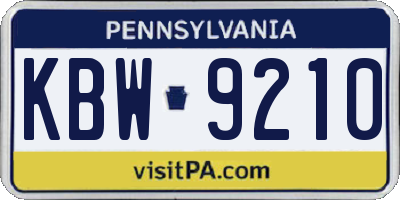 PA license plate KBW9210