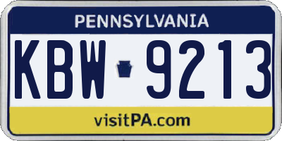 PA license plate KBW9213