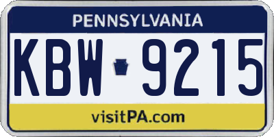PA license plate KBW9215