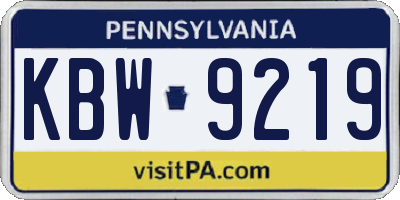 PA license plate KBW9219