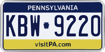 PA license plate KBW9220