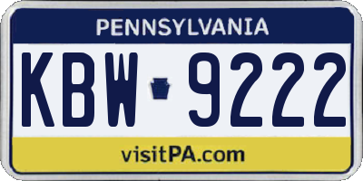 PA license plate KBW9222