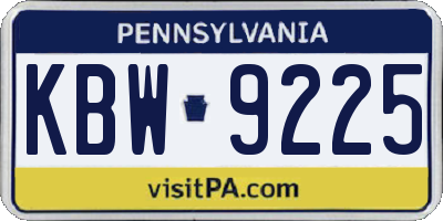 PA license plate KBW9225