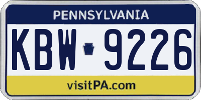 PA license plate KBW9226