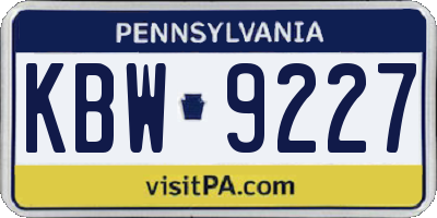 PA license plate KBW9227
