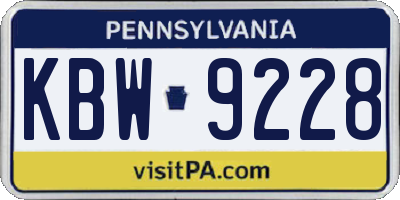 PA license plate KBW9228