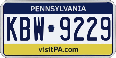 PA license plate KBW9229