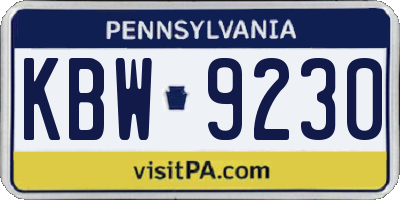 PA license plate KBW9230