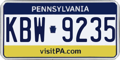 PA license plate KBW9235