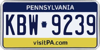 PA license plate KBW9239