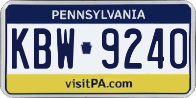 PA license plate KBW9240
