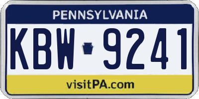 PA license plate KBW9241