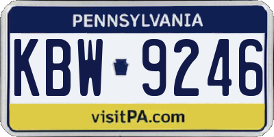 PA license plate KBW9246