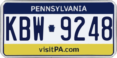 PA license plate KBW9248