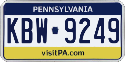 PA license plate KBW9249