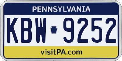 PA license plate KBW9252