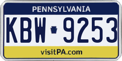 PA license plate KBW9253