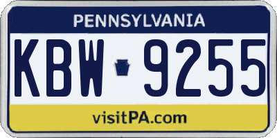 PA license plate KBW9255