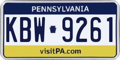 PA license plate KBW9261