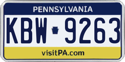 PA license plate KBW9263