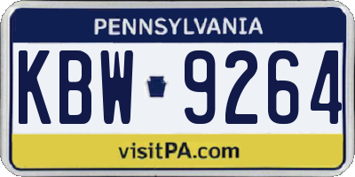 PA license plate KBW9264