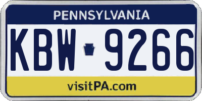 PA license plate KBW9266