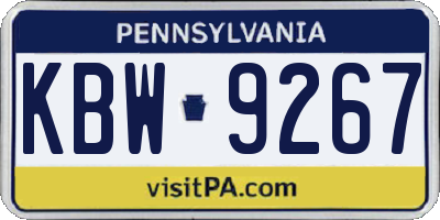 PA license plate KBW9267