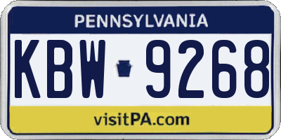 PA license plate KBW9268