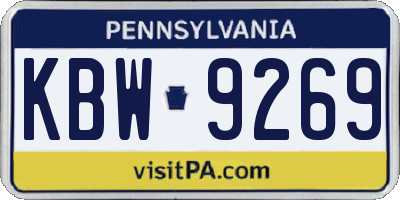 PA license plate KBW9269