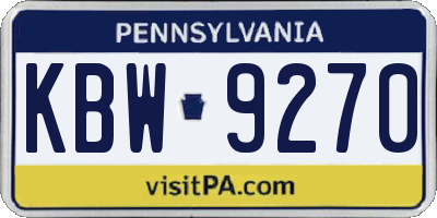PA license plate KBW9270