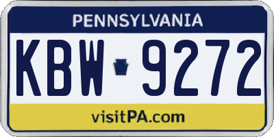 PA license plate KBW9272