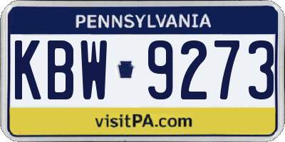 PA license plate KBW9273