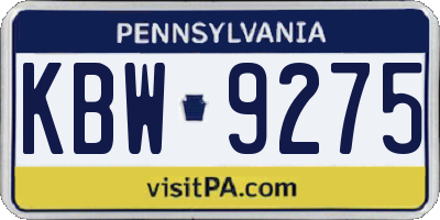 PA license plate KBW9275