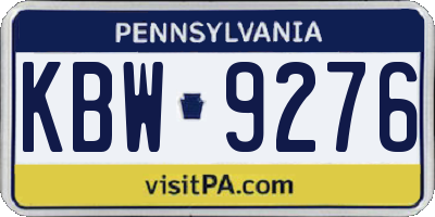 PA license plate KBW9276