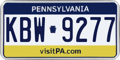 PA license plate KBW9277