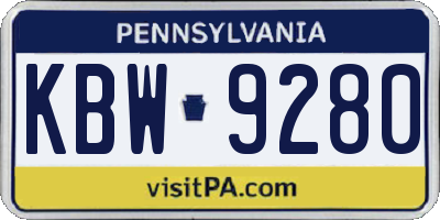 PA license plate KBW9280