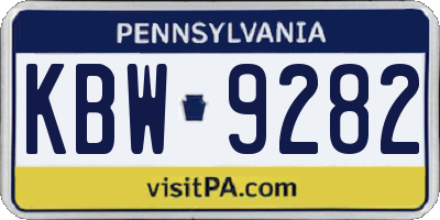 PA license plate KBW9282