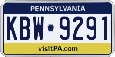 PA license plate KBW9291